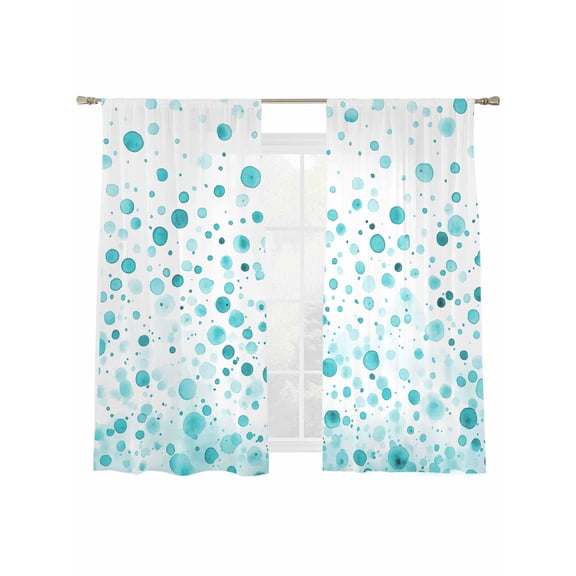 Polka Dot Theme Sheer Curtains for Living Room Bedroom, Light-filtering Sheer Curtain, Watercolor Gradient Water Color Rod Pocket Voile Window Treatment Drapes, 52’’Wx72’’L, 2 Panels Set