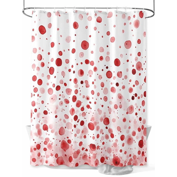Polka Dot Theme Shower Curtain Set ,Waterproof Fabric Shower Curtains Watercolor Gradient Red Shower Curtains for Bathroom,Bathroom Decor 54x"78"