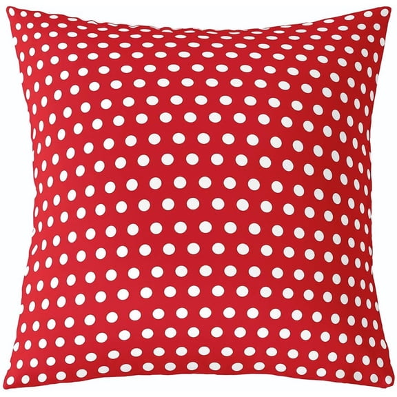 Polka Dot Throw Pillow Covers Set of 4,Round Dots Geometric Print Decorative Pillowcase for Couch Sofa,Retro Playful Style Reversible Print Cushion Case,Red Cushion Covers 20X20 Inch