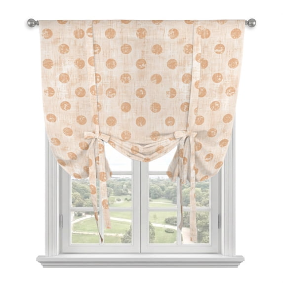 Polka Dot Tie Up Curtains 45 Inches Long, Kitchen Window Curtains Over Sink, Orange Modern Geometric Vintage Spots Small Window Curtains Shade Balloon Curtains Valances for Bedroom/Cafe 34"x45"