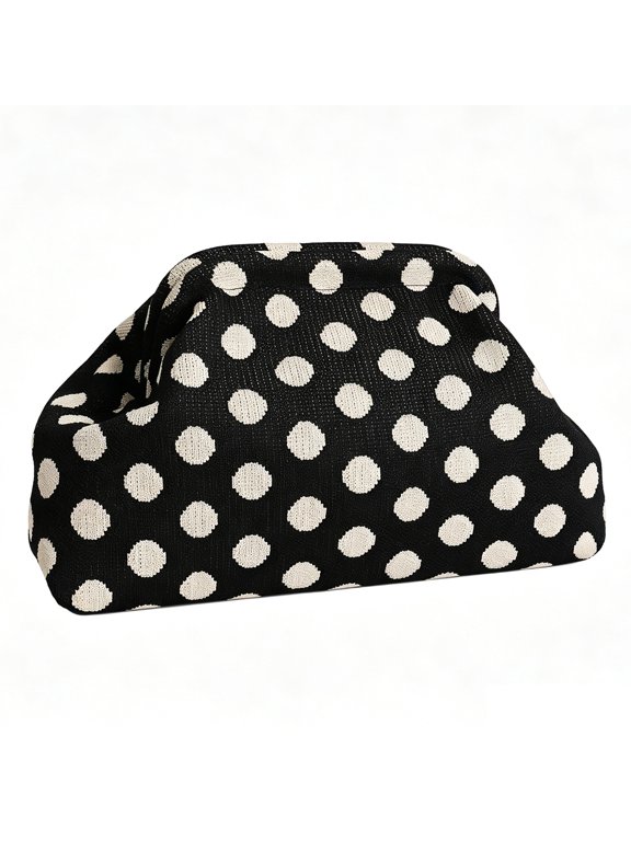 Polka Dot Travel Toiletry Bag Large Capacity Portable Cosmetic Pouch for Women, Beige Black