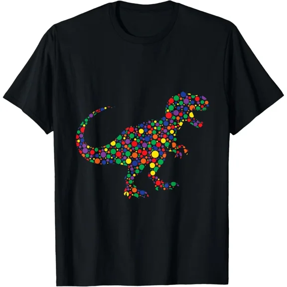 Polka Dot Tyrannosaurus Rex Dot Day Dinosaur Boys Unisex T-Shirt, up to Size 5XL
