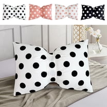 Polka Dot Velvet Bow Pillow Lumbar Cushion | Decorative Detachable Bow Accent | Multicolor Soft Plush Polyester | 19.6x13 In | Living Room Bedroom Office Decor | Removable Cover