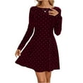 thumbnail image 1 of Polka Dot Velvet Dress, Long Sleeve Sparkle Embellished Dress with Defined Waist, Glamorous Holiday Party Dress for Christmas and New Year's Eve Wine S, 1 of 5