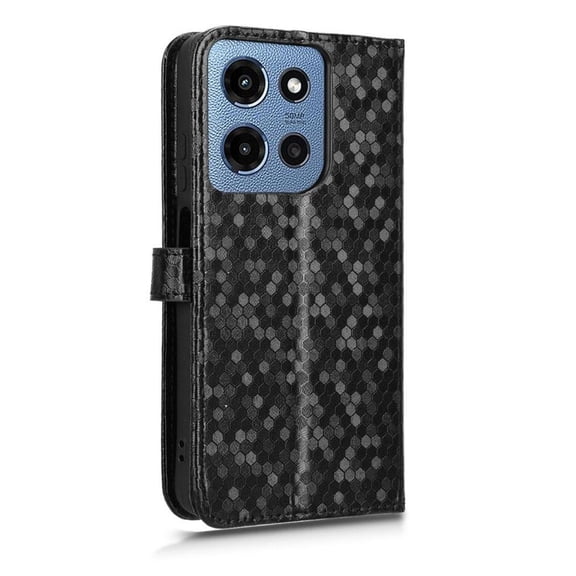 Polka Dot Wallet Case Motorola Moto G 5G 2025 Card Slots, Wrist Strap & Stand Black