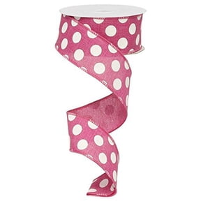 Polka Dot Wired Edge Ribbon (1.5", Hot Pink White) - 10 Yards