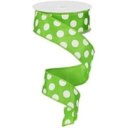 Polka Dot Wired Edge Ribbon 1.5", Lime Green White - 10 Yards : RG158633