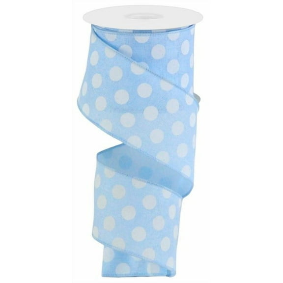 Polka Dot Wired Ribbon, Blue White, 2.5 inch x 10 Yard, Wedding, Bridal