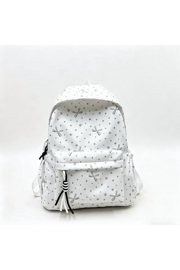 Polka Dot Y2K Backpack 16.14" Nylon Adjustable Strap Large Capacity Multi-pocket for Travel (Black)