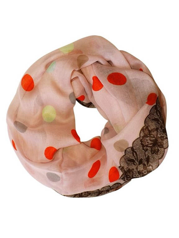 Polka Dot and Floral Graphic Print Infinity Loop Scarf