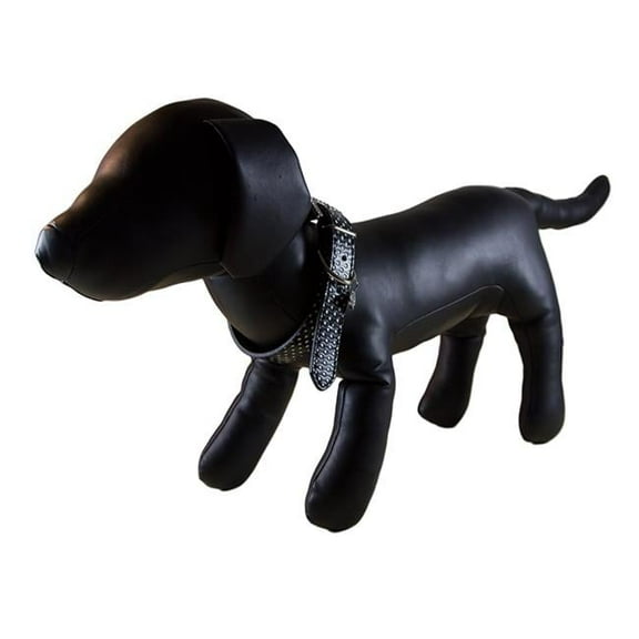 Polka Dot with Heart Shaped Pendant Dog Collar - Black, Small