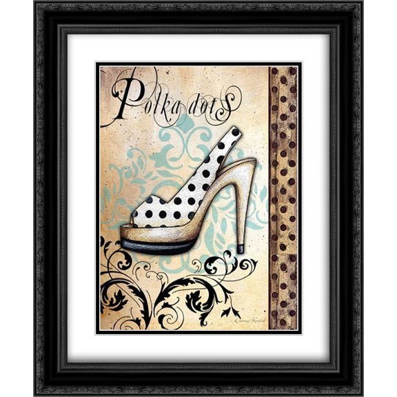 Polka Dots 2x Matted 20x24 Black Ornate Framed Art Print by Knold, Donna