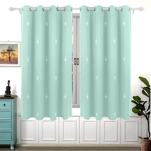Polka Dots 63x55in Window Curtain Panels 63x55in 2-Piece Heavy Duty 80% Light Blocking