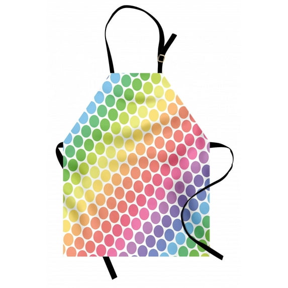 Polka Dots Apron Polka Dots in Soft Rainbow Colors Big Points Eternal Shapes Retro Artful Pattern, Unisex Kitchen Bib Apron with Adjustable Neck for Cooking Baking Gardening, Multi, by Ambesonne