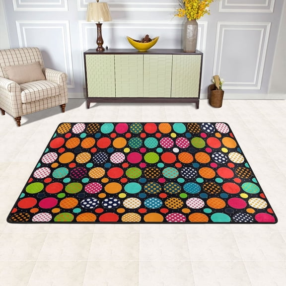 Polka Dots Area Floor Mats Soft Large Nursery Rugs Non-Slip Foam Carpets Living Room Doormat for Bedroom Dinning Decor 36" x 24"