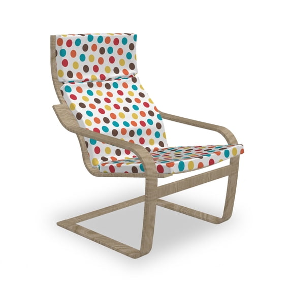 Polka Dots Armchair Pad and Slipcover, Colorful Points on a Plain Backdrop, 1 Piece Soft Cushion Replacement with Removable Cover, White Multicolor, by Ambesonne