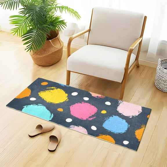Polka Dots Bathroom Rug 39x20 Non Slip Quick Dry Washable Bathroom Mats for Bedroom Living Room Kitchen