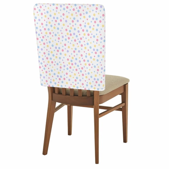 Polka Dots Chair Covers Set of 8 Blue Pink Yellow Point White Background Modern Art Chair Back Covers Stretch Removable Washable Slipcovers Protector for Dining Room Kitchen Party Decor