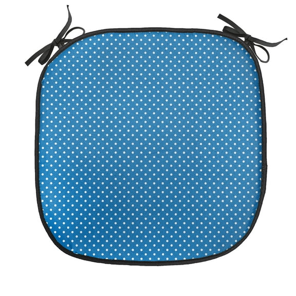 Polka Dots Chair Seating Cushion, Classical Polka Dots Pattern Modern Style Navy Boys Theme Retro Print, Soft Seat Pads for Office with Anti-slip Backing, 16"x16", Blue White, by Ambesonne