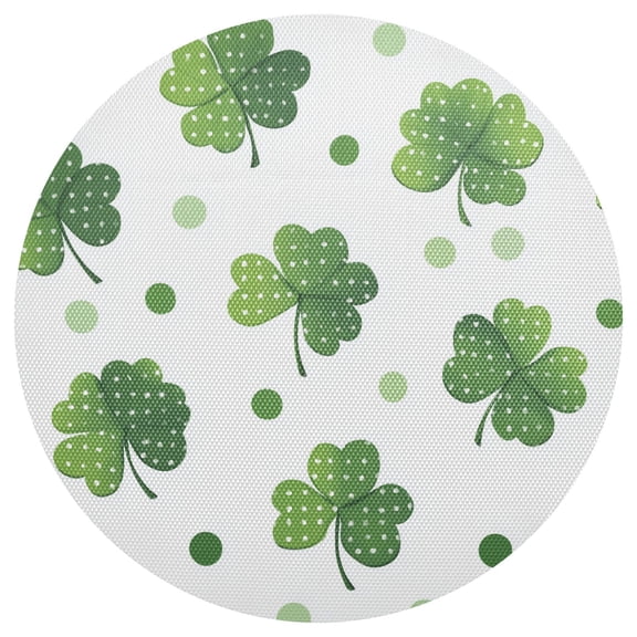 Polka Dots Clovers St Patricks Day PVC Round Grid Placemat Table Mat 1 Pc 15.4" x 15.4"