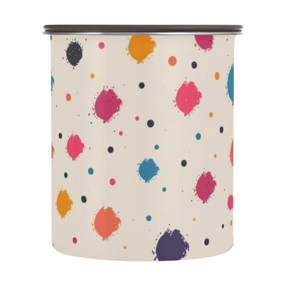 Polka Dots Colorful Airtight Coffee Bean Canister 30oz Food Storage Containers with Lids For Gournd, Tea, Sugar, Flour, Rice, Cereal, Candy Cookie Jar