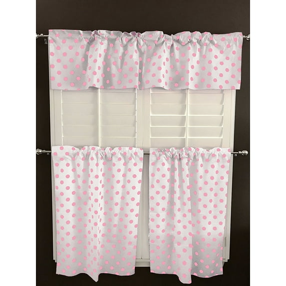 Polka Dots Cotton Window Valance 3 Piece Set Home Kitchen Bedroom Window Curtains