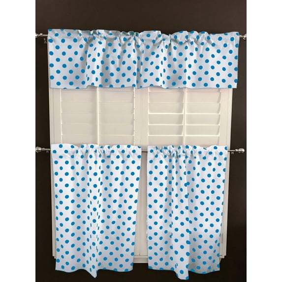 Polka Dots Cotton Window Valance 3 Piece Set Home Kitchen Bedroom Window Curtains