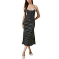 thumbnail image 1 of Polka Dots Dress for Women Summer Sleeveless V Neck Spaghetti Straps Maxi Dresses S Black, 1 of 6