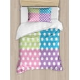 thumbnail image 1 of Polka Dots Duvet Cover Set, Polka Dots in Modern Patchwork Design Print Playroom Sprinkles, Decorative 2 Piece Bedding Set with 1 Pillow Shams, Twin Size, Pink Blue Green, by Ambesonne, 1 of 3