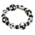 thumbnail image 1 of Polka Dots Glass Beaded Stretch Bracelet, Black Jewelry, Christmas Birthday Gift Idea, 1 pc, 1 of 9