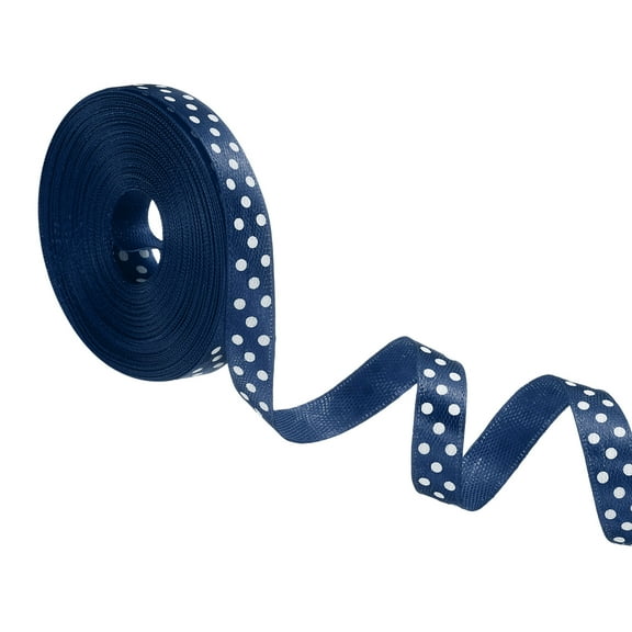 Polka Dots Grosgrain Ribbon 3/8 Inch, 10 Yard Spool for Gift Wrapping for Gift Wrapping Navy Blue