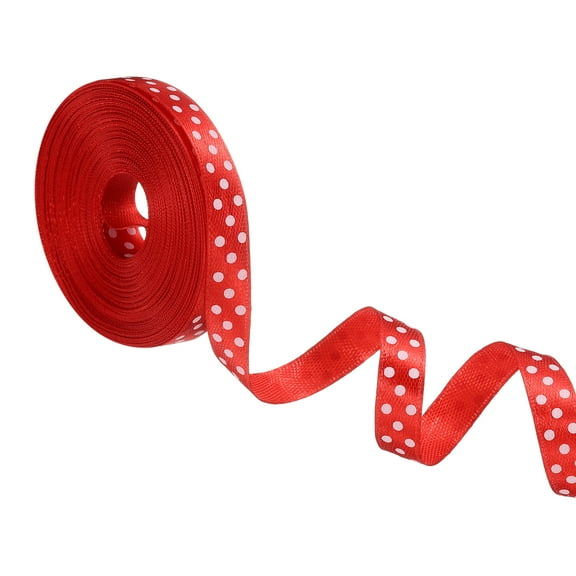 Polka Dots Grosgrain Ribbon 3/8 Inch, 10 Yard Spool for Gift Wrapping for Gift Wrapping Red
