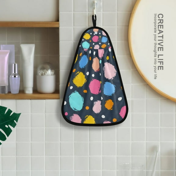 Polka Dots Hanging Kitchen Towel Machine Washable Hand Towel Bathroom Absorbent Towel Quick Dry Dishcloth