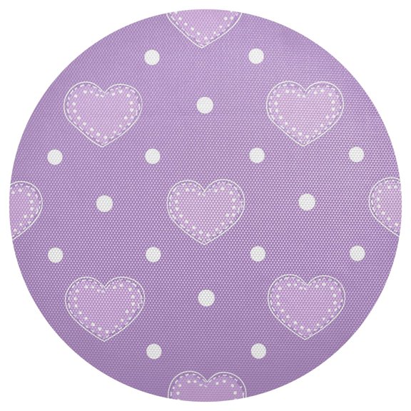Polka Dots Hearts Purple Valentine PVC Round Grid Placemat Table Mat 1 Pc 15.4" x 15.4"