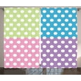 thumbnail image 1 of Ambesonne Retro Curtains 2 Panel Set, Polka Dots Patchwork, 108" x 90", Pink Blue Green, 1 of 3