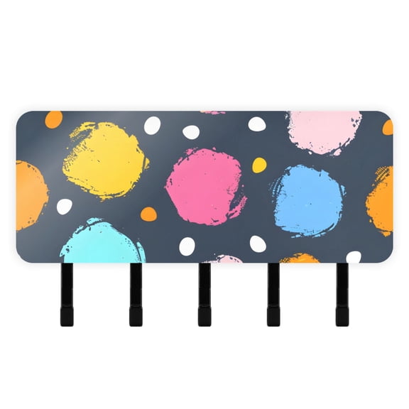Polka Dots Key Holder for Wall Mail Holder Organizer with 5 Key Hooks Wall Mount Key Rack with Shelf