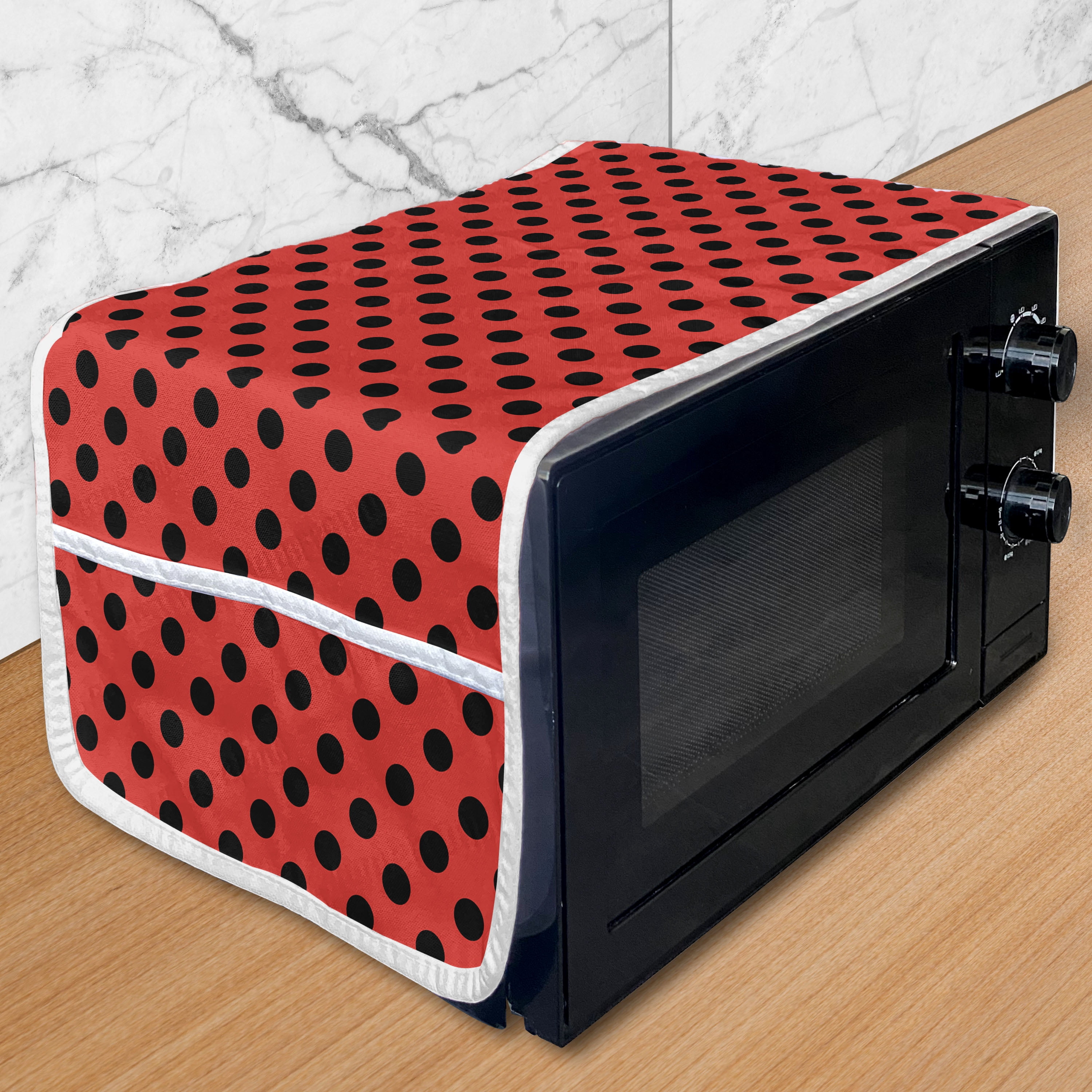 Polka Rocker Polka Dots Microwave Oven Cover, Retro Vintage Pop Art Theme Old 60s ...