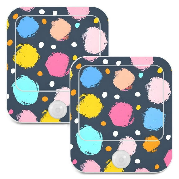 Polka Dots Night Lights Plug into Wall LED with Auto Light Sensor Warm Light for Kids Hallway Bedroom Living Room Kitchen Bathroom Set of 2