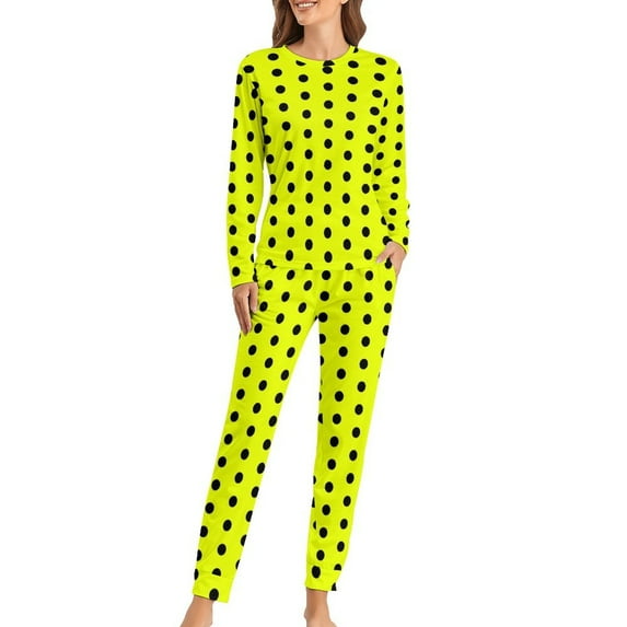 Polka Dots Pajamas Classic Black and White Warm Pajama Sets Woman 2 Pieces Leisure Oversized Custom Sleepwear Gift Idea