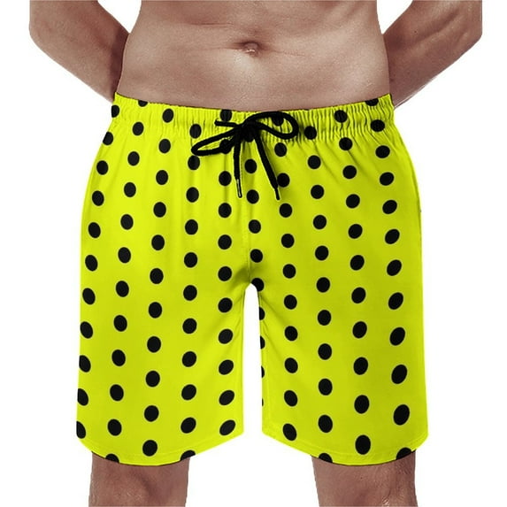 Polka Dots Print Board Shorts Summer Green and White Surfing Board Short Pants Males Quick Dry Class