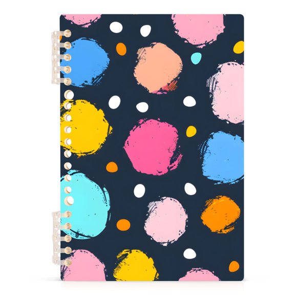 Polka Dots Ring Binder Notebook Journey Note Diary College Ruled Spiral Notebook Study Loose Leaf Paper A5 60 Pages