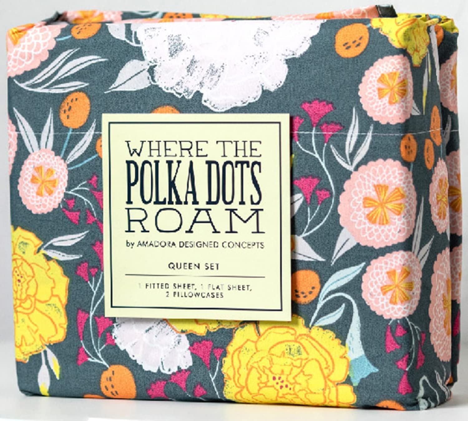 Full Size Gray and Yellow Floral Microfiber Bedding Set