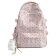 thumbnail image 1 of Polka Dots School Backpack, Aesthetic Backpack with Pendant, Multi-layer School Backpack for College Work Travel (Pink), 1 of 8