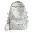 thumbnail image 1 of Polka Dots School Backpack, Aesthetic Backpack with Pendant, Multi-layer School Backpack for College Work Travel (White), 1 of 7