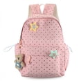 thumbnail image 1 of Polka Dots School Backpack, Cute Star Decoration Backpack with Adjustable Side Pockets, Lightweight School Bookbag with Pendant for Travel College, Pink, 1 of 10
