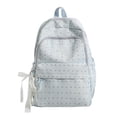 thumbnail image 1 of Polka Dots School Backpack, Multi-layer Backpack with Pendant, Spacious Bag for Shopping Work College (Light Blue), 1 of 9