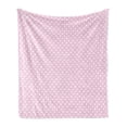 thumbnail image 1 of Polka Dots Soft Flannel Fleece Blanket, Tiny Little Retro Circles Vintage Style Geometric Round Motifs Composition, Cozy Plush for Indoor and Outdoor Use, 50" x 60", White and Pink, by Ambesonne, 1 of 5