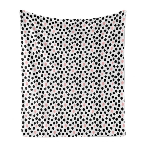 Polka Dots Soft Flannel Fleece Throw Blanket, Circular Eggs Like Spots or Blemishes on a Plain Background, Cozy Plush for Indoor and Outdoor Use, 50" x 70", Charcoal Grey Blush, by Ambesonne