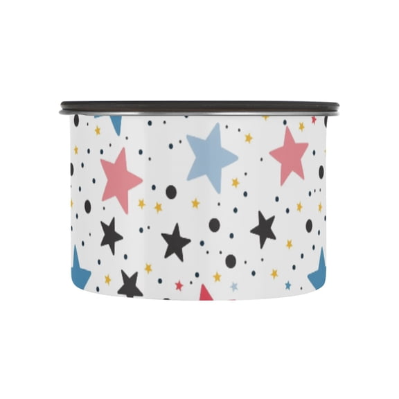 Polka Dots Stars Airtight Coffee Bean Canister 17oz Food Storage Containers with Lids For Gournd, Tea, Sugar, Flour, Rice, Cereal, Candy Cookie Jar