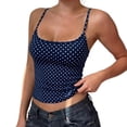 thumbnail image 1 of Women's Polka Dots Tank Top Lace Trim Scoop Neck Cami Double Lined Sleeveless Shirt Adjustable Spaghetti Straps Slim Fit Y2K Summer Beach Vacation Going Out Streetwear Tops, 1 of 6